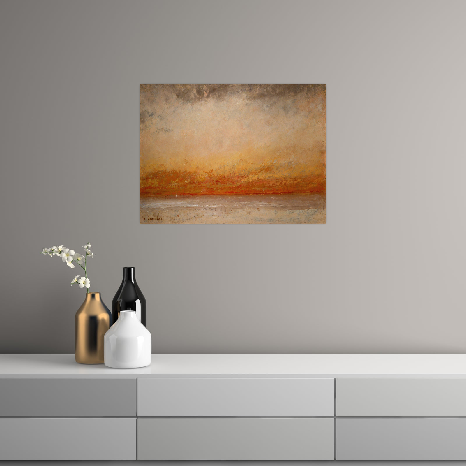 Umetnička slika Sunset Marine, Gustave Courbet na platnu - NS Canvas Shop