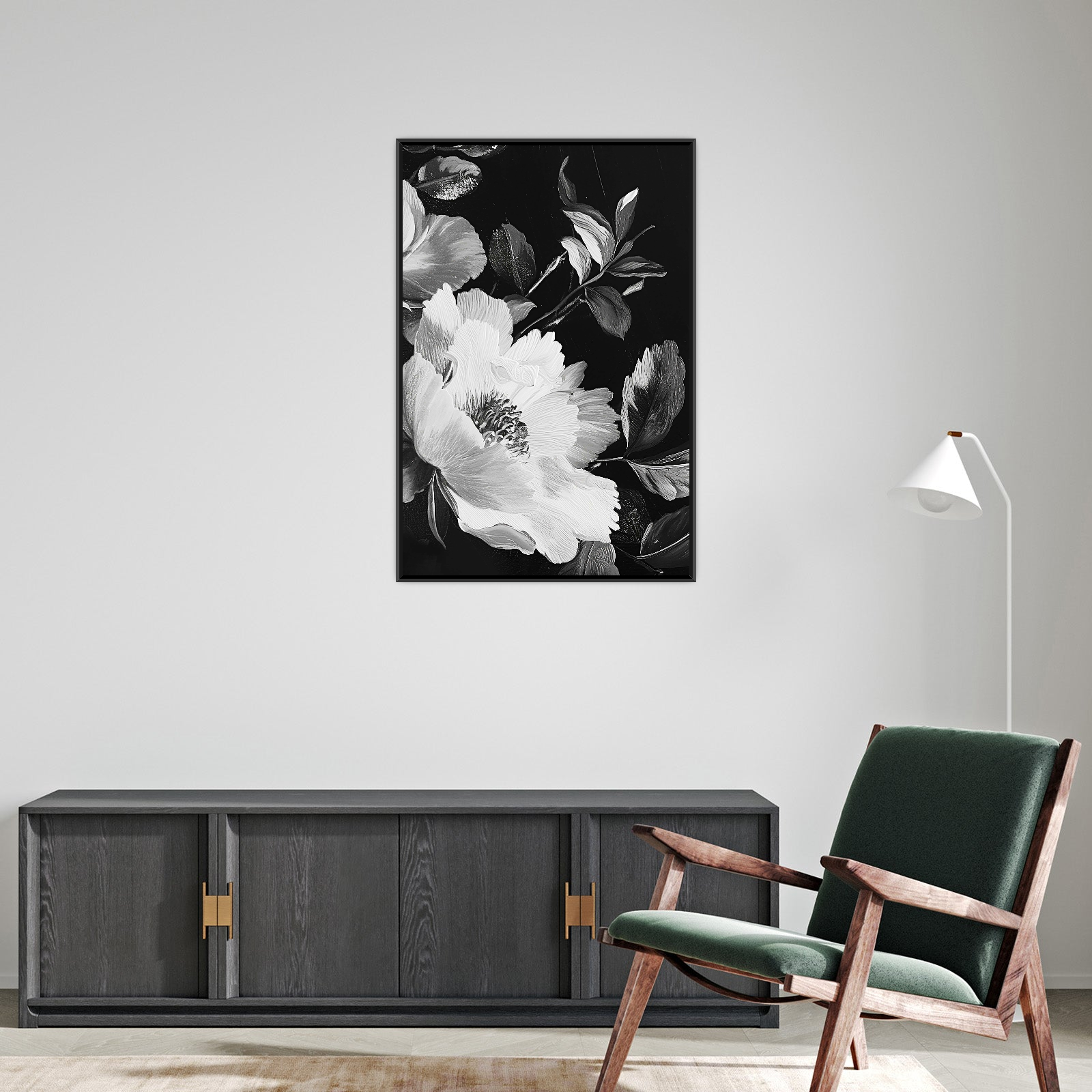 Umetnička slika Floralni kontrast III na platnu - NS Canvas Shop
