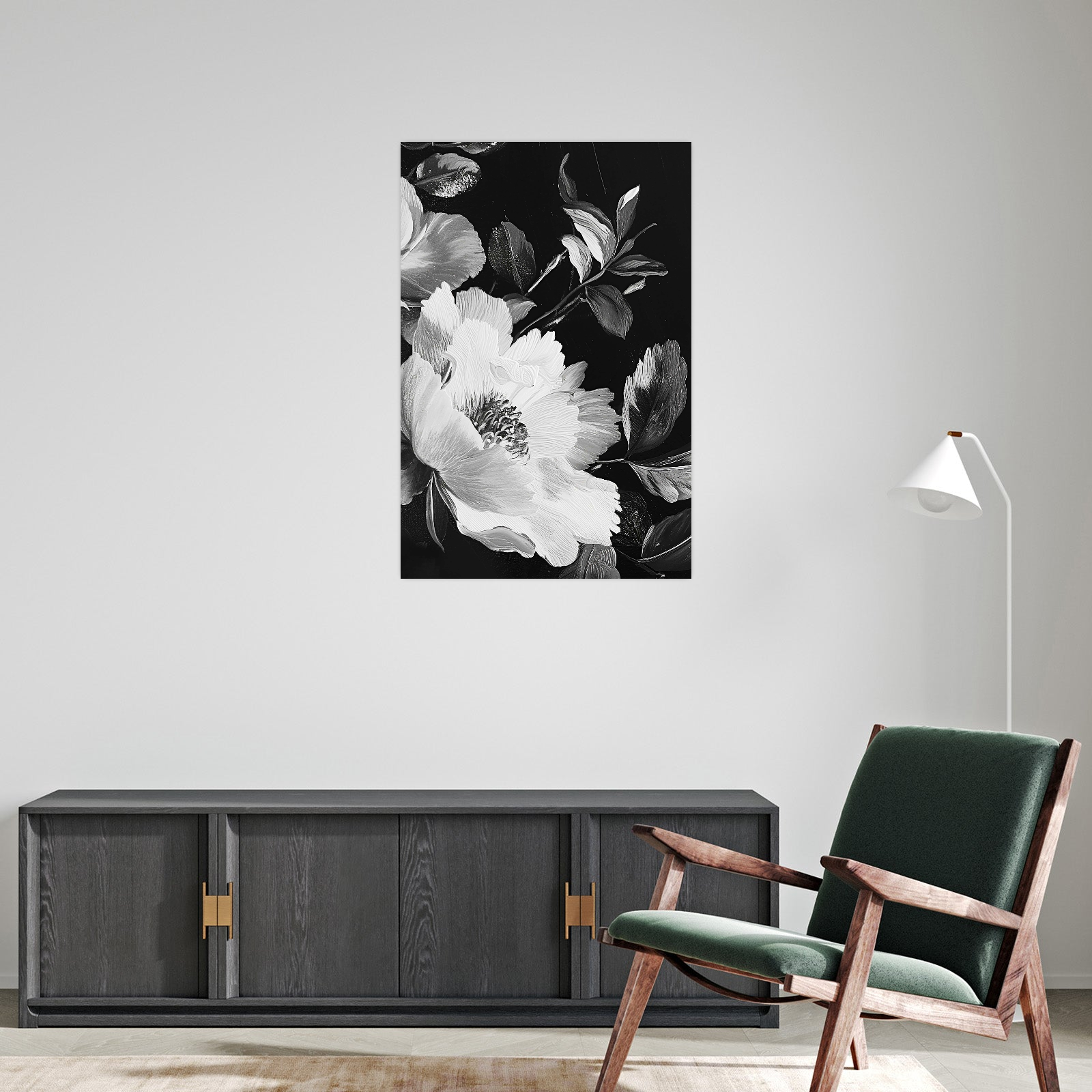Umetnička slika Floralni kontrast III na platnu - NS Canvas Shop