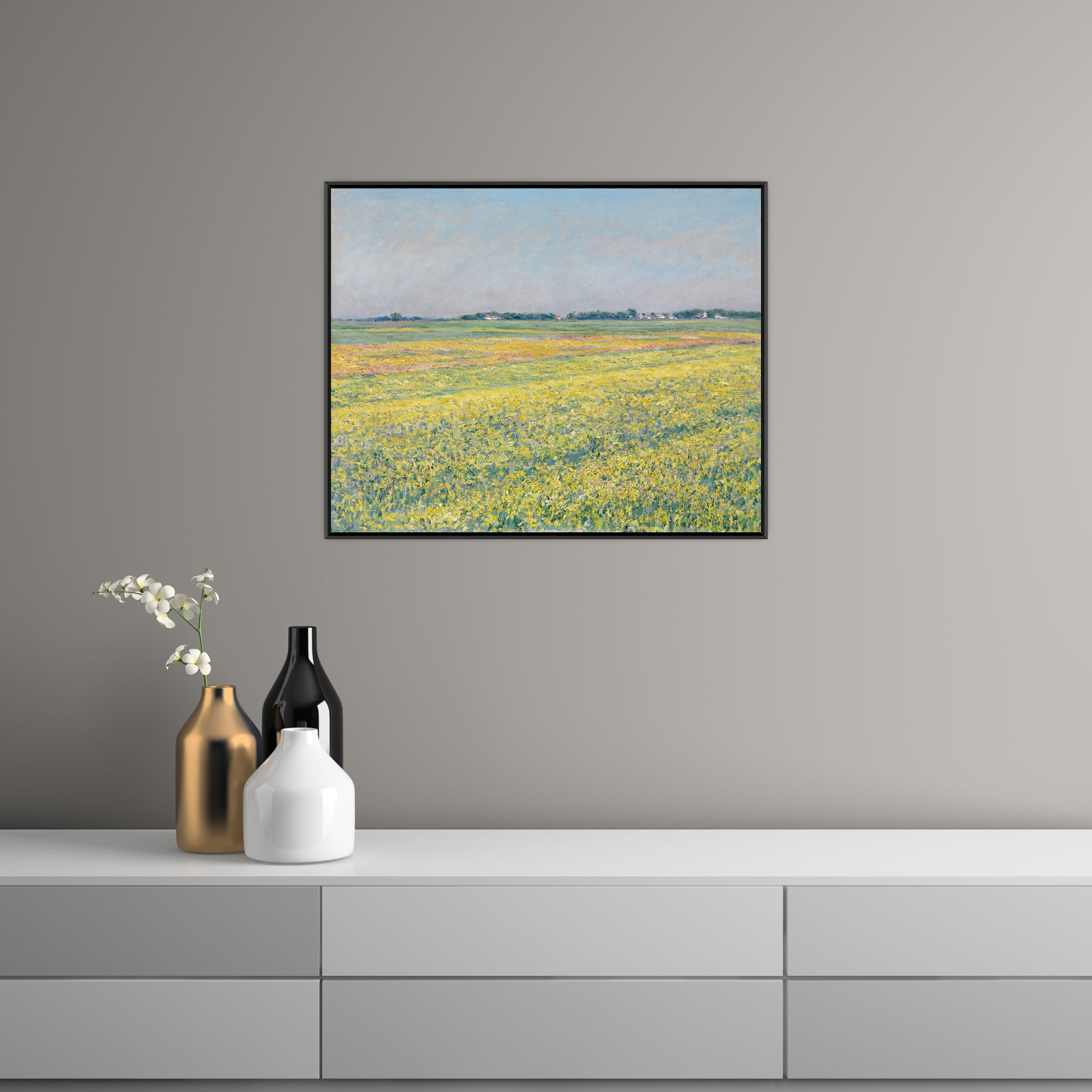 Umetnička slika The plain of Gennevilliers, yellow fields, Gustave Caillebotte na platnu - NS Canvas Shop