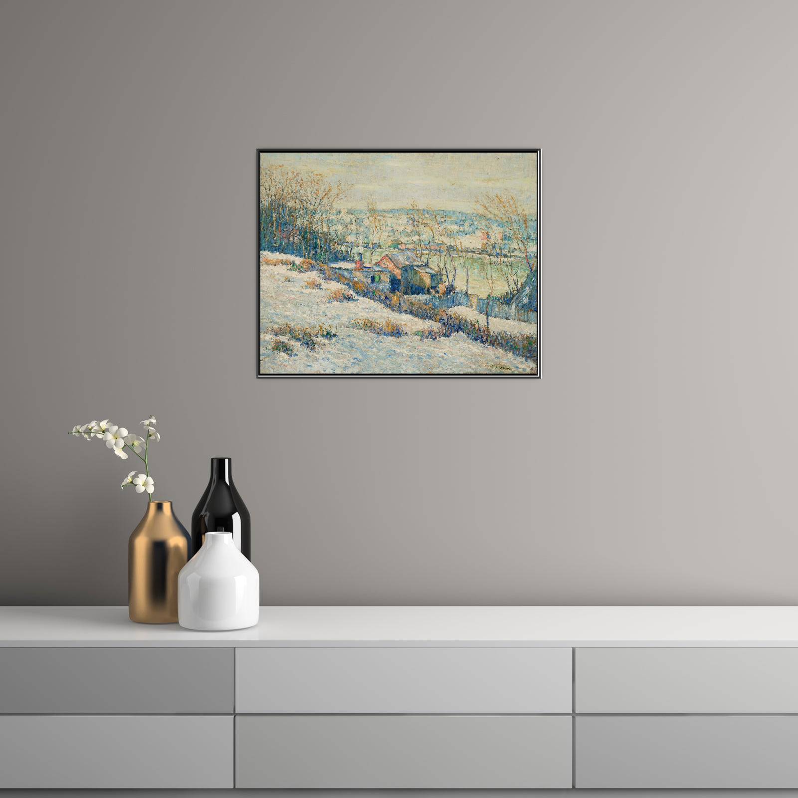 Umetnička slika Upper Harlem River—Winter, Ernest Lawson na platnu - NS Canvas Shop