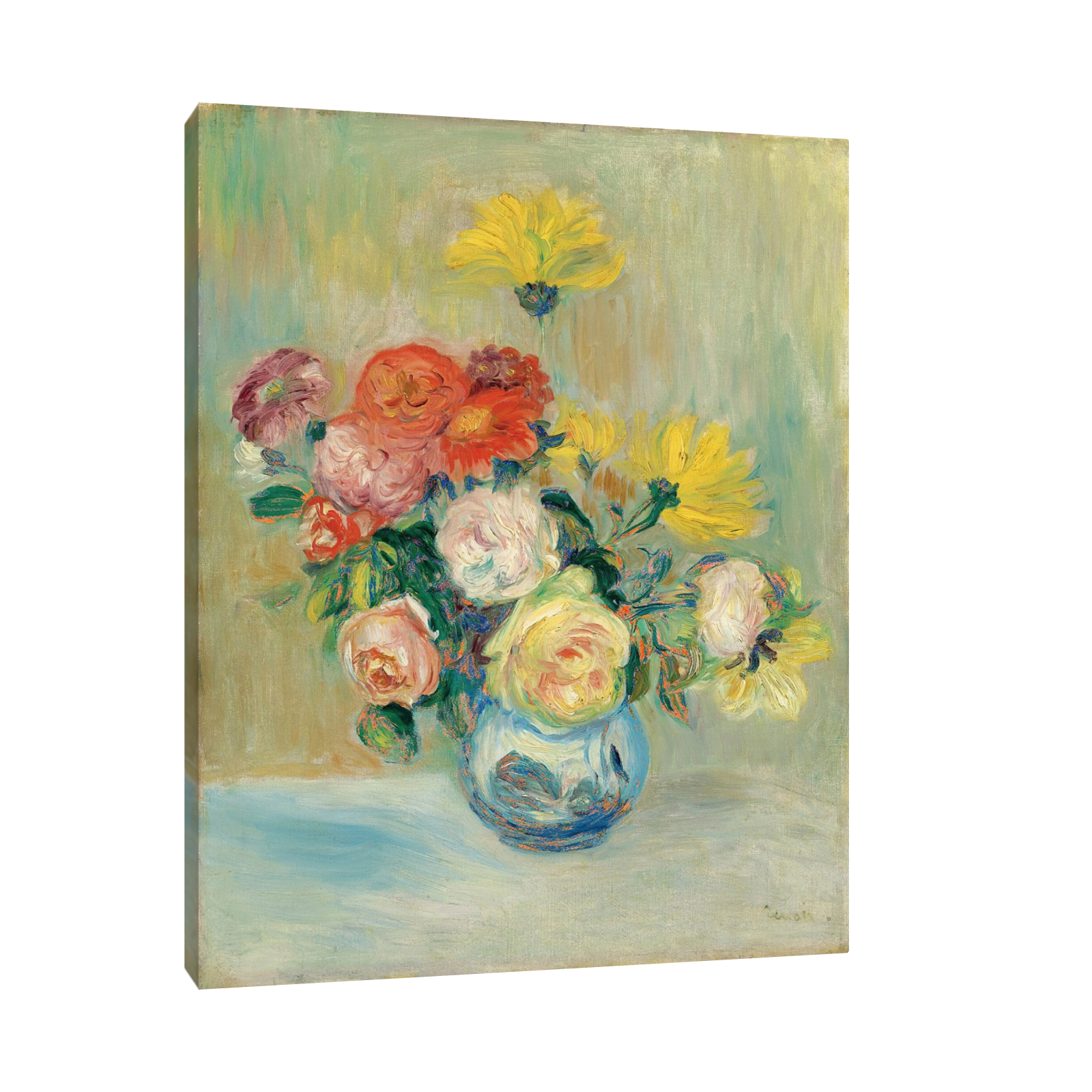 Umetnička slika Vase De Roses Et Dahlias, Pierre-Auguste Renoir na platnu - NS Canvas Shop
