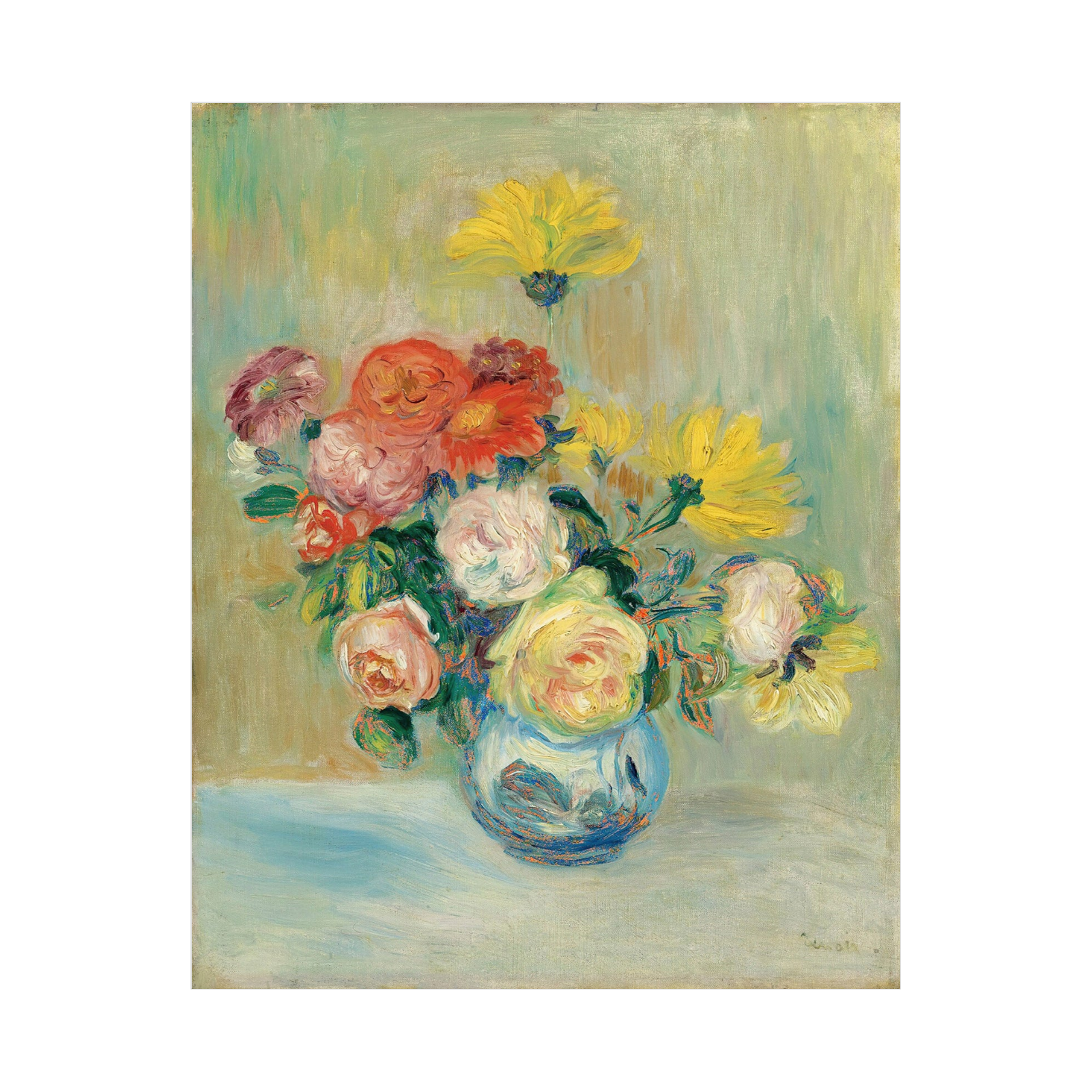 Umetnička slika Vase De Roses Et Dahlias, Pierre-Auguste Renoir na platnu - NS Canvas Shop