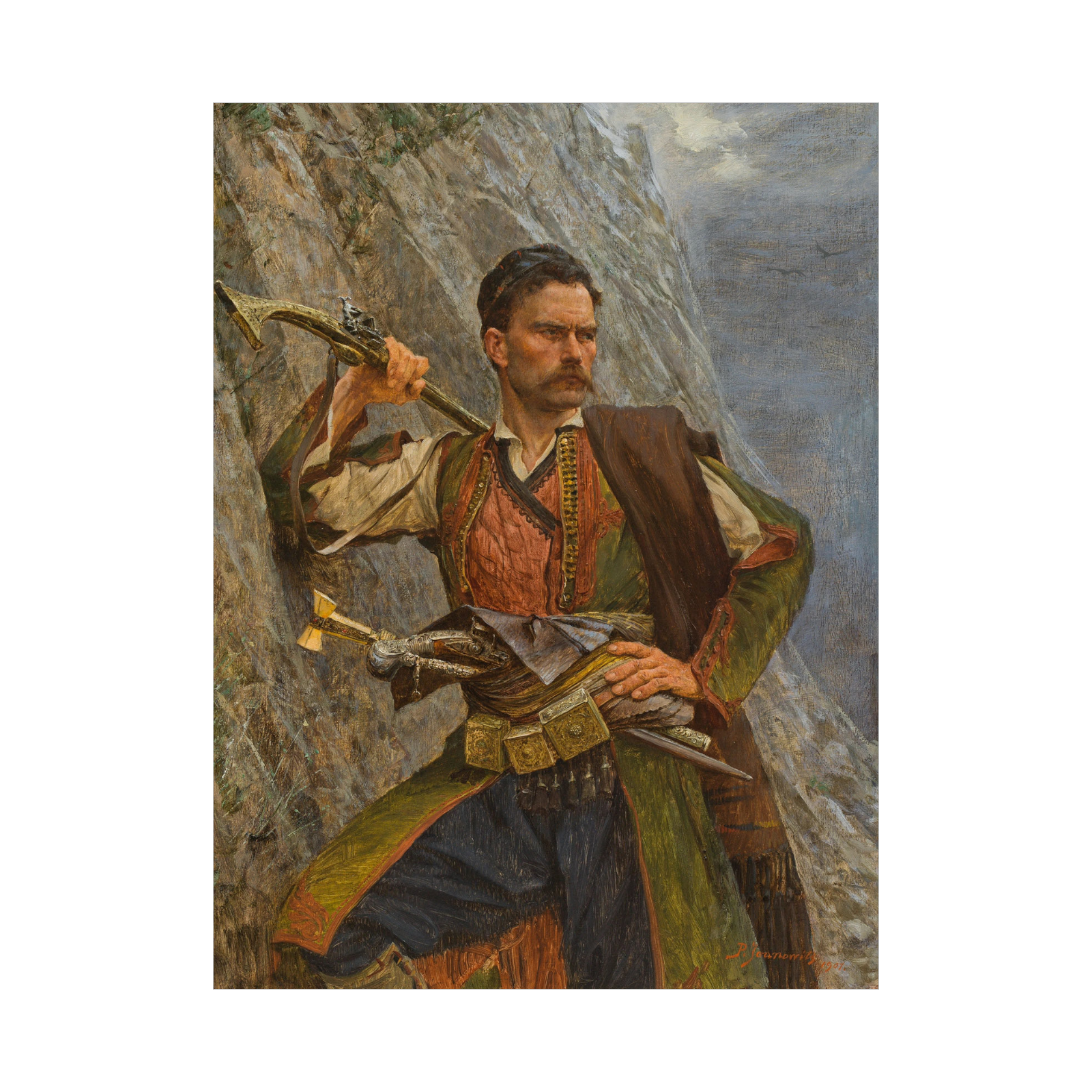 Umetnička slika Vojnik iz Crne Gore, Paja Jovanović na platnu - NS Canvas Shop