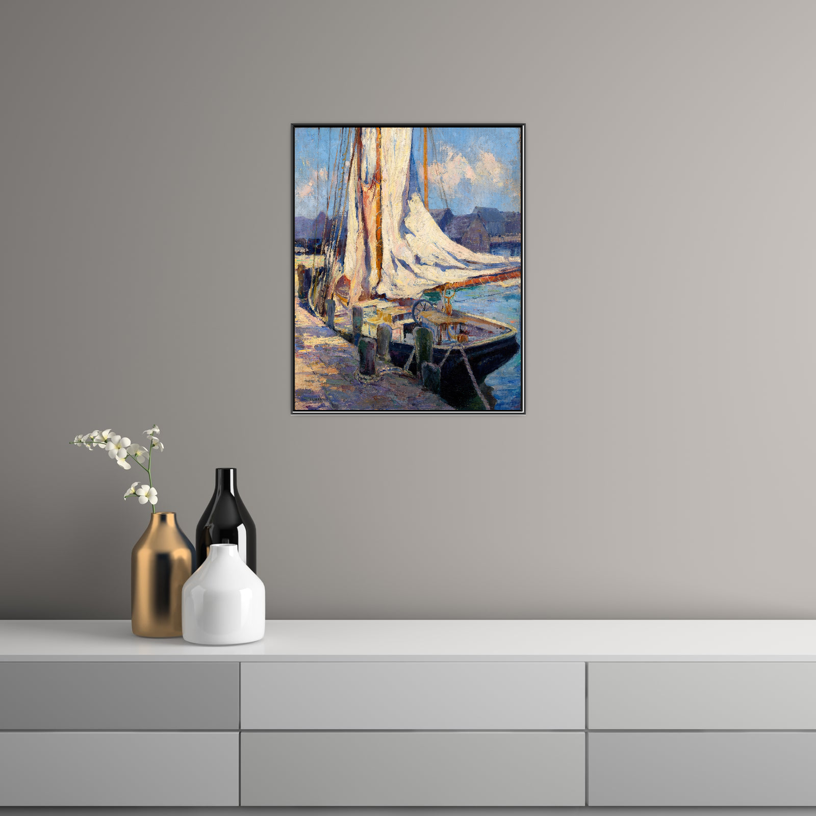 Umetnička slika Wharf Scene, Gloucester, Bertha Eversfield Perrie na platnu - NS Canvas Shop