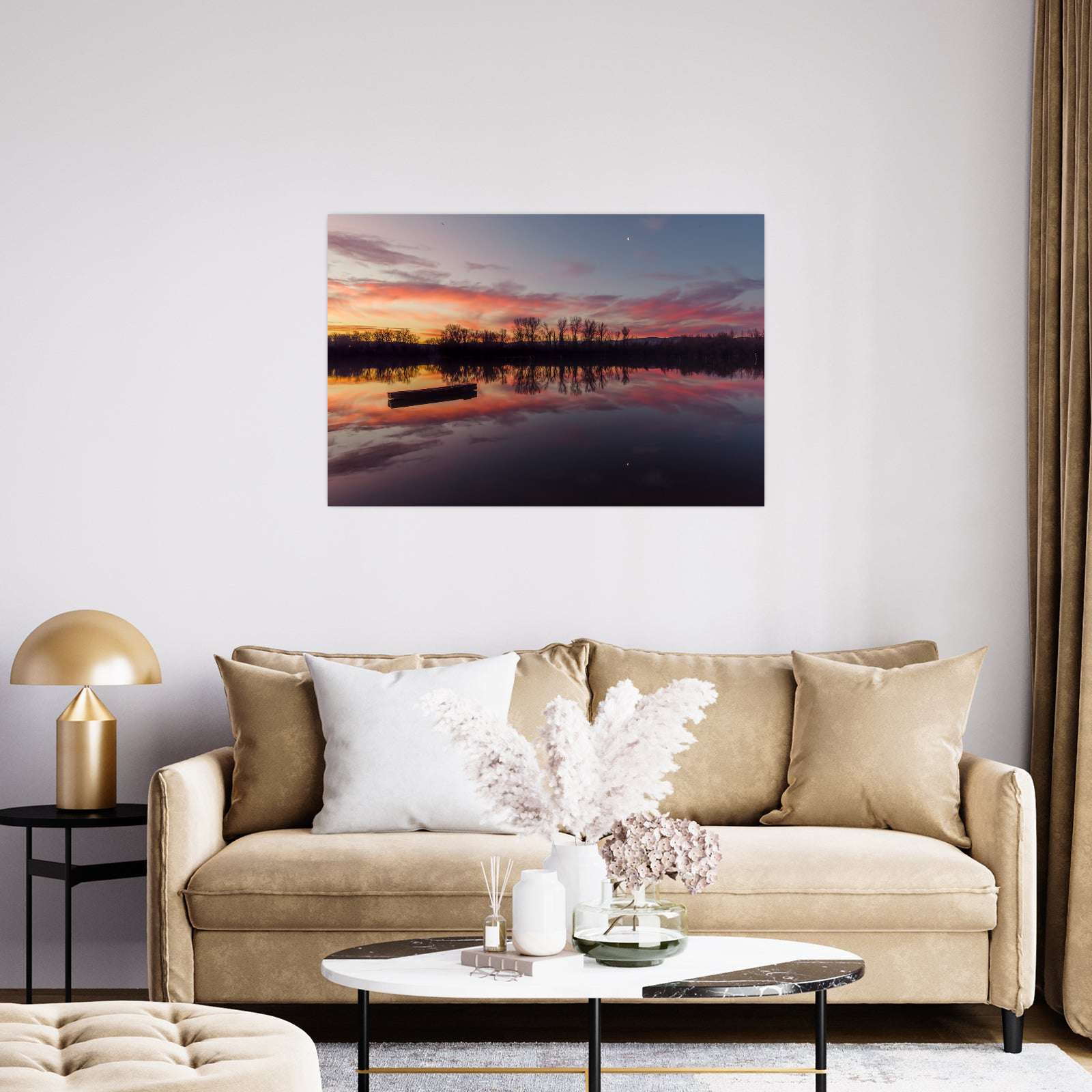 Umetnička slika Zalazak sunca pored Dunava II na platnu - NS Canvas Shop