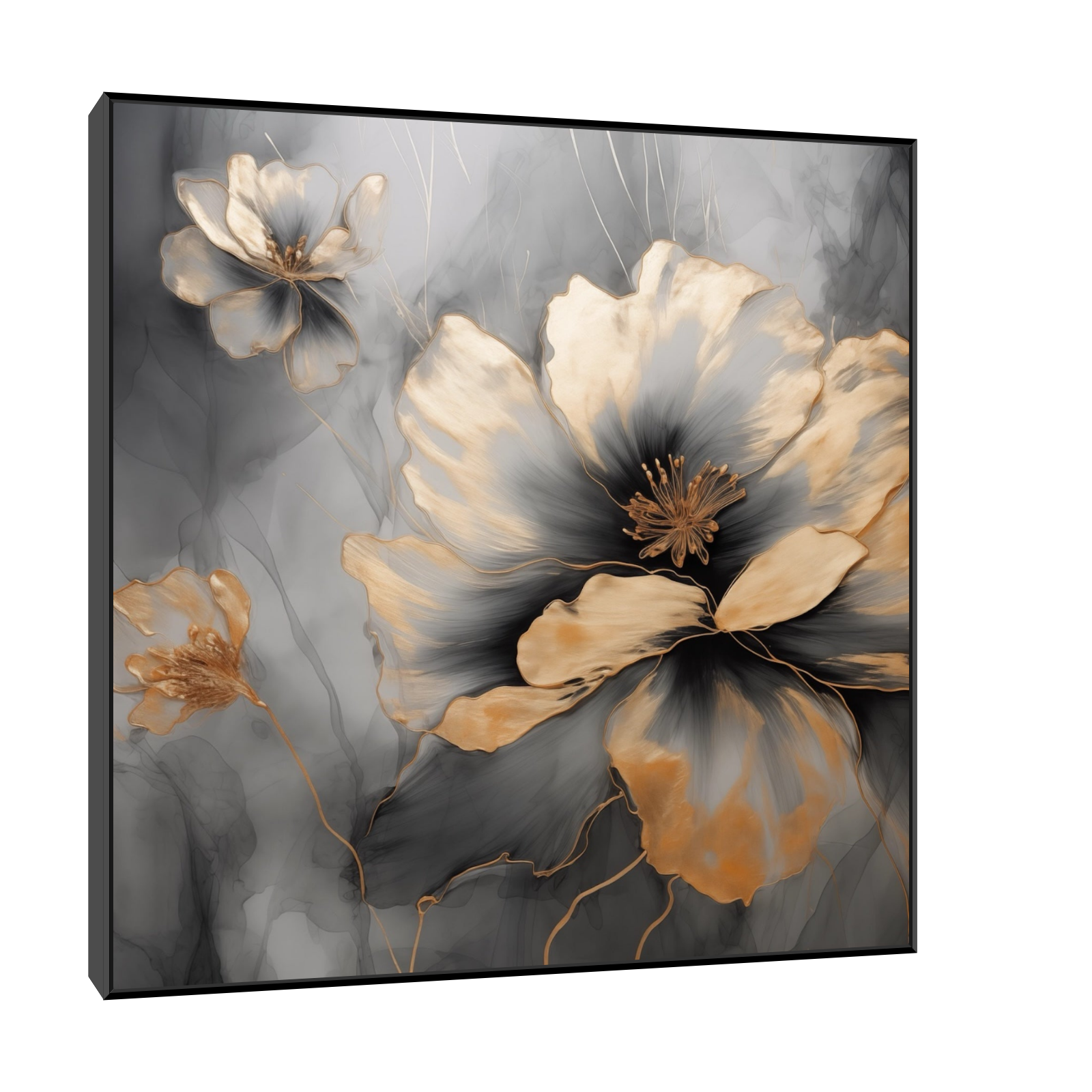 Umetnička slika Zlatni cvetovi II na platnu - NS Canvas Shop