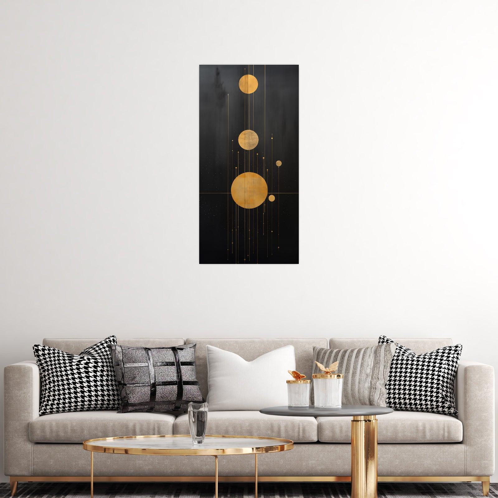 Umetnička slika Zlatni krugovi na platnu - NS Canvas Shop
