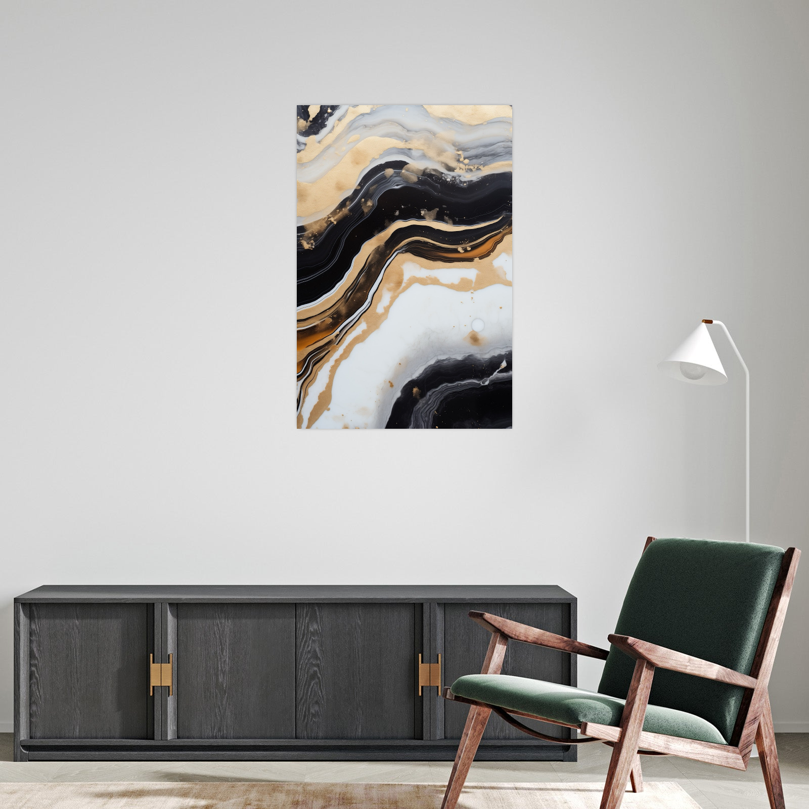 Umetnička slika Zlatni talasi na platnu - NS Canvas Shop
