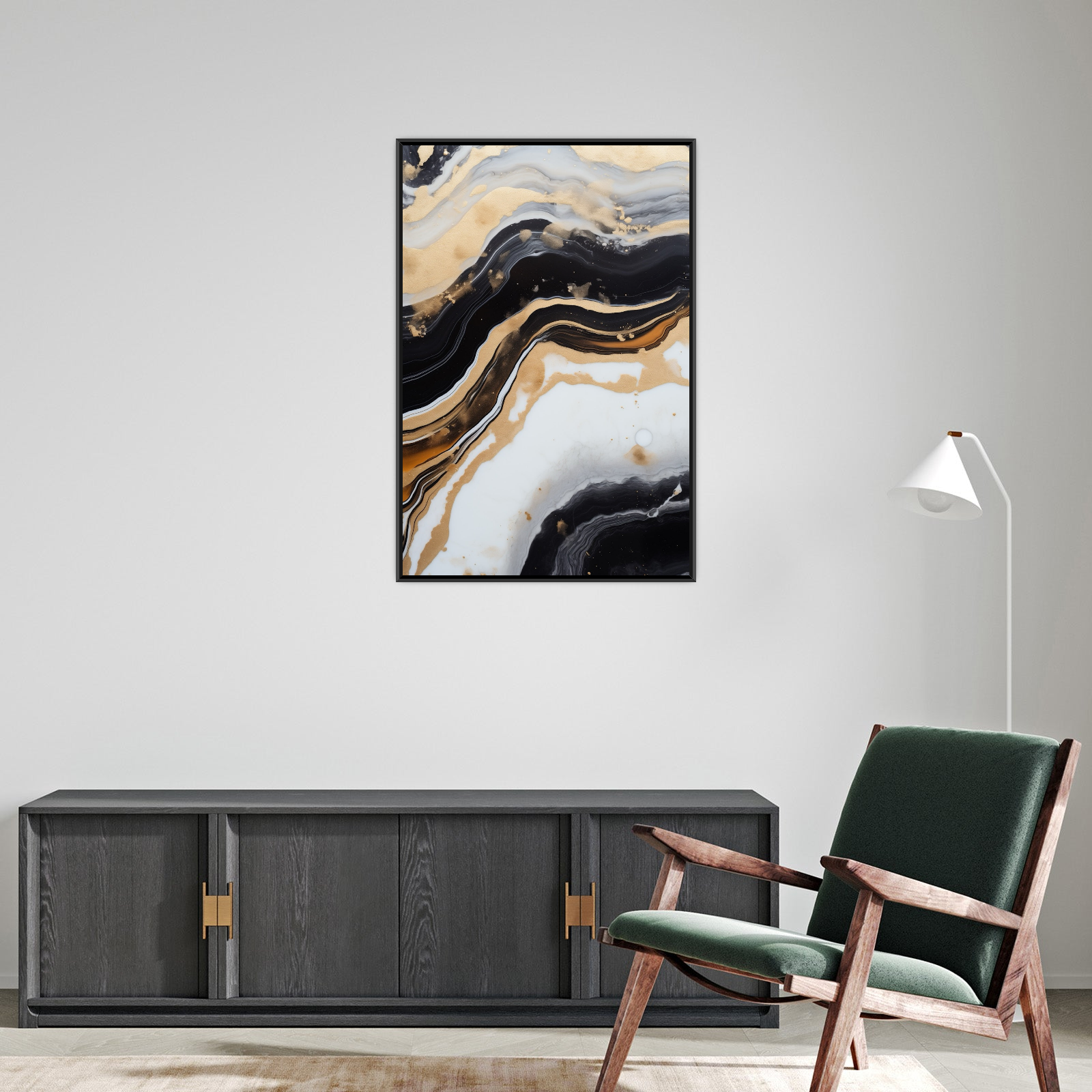 Umetnička slika Zlatni talasi na platnu - NS Canvas Shop