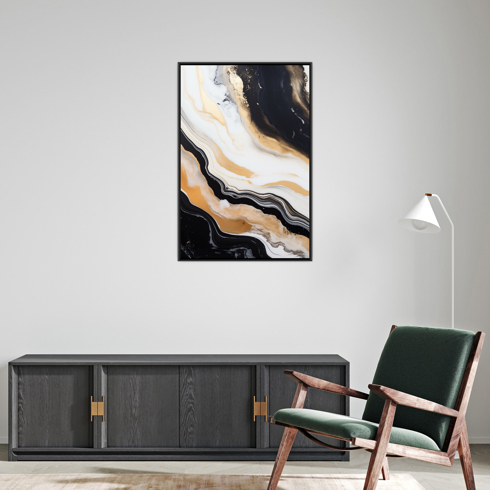 Umetnička slika Zlatni talasi 2 na platnu - NS Canvas Shop