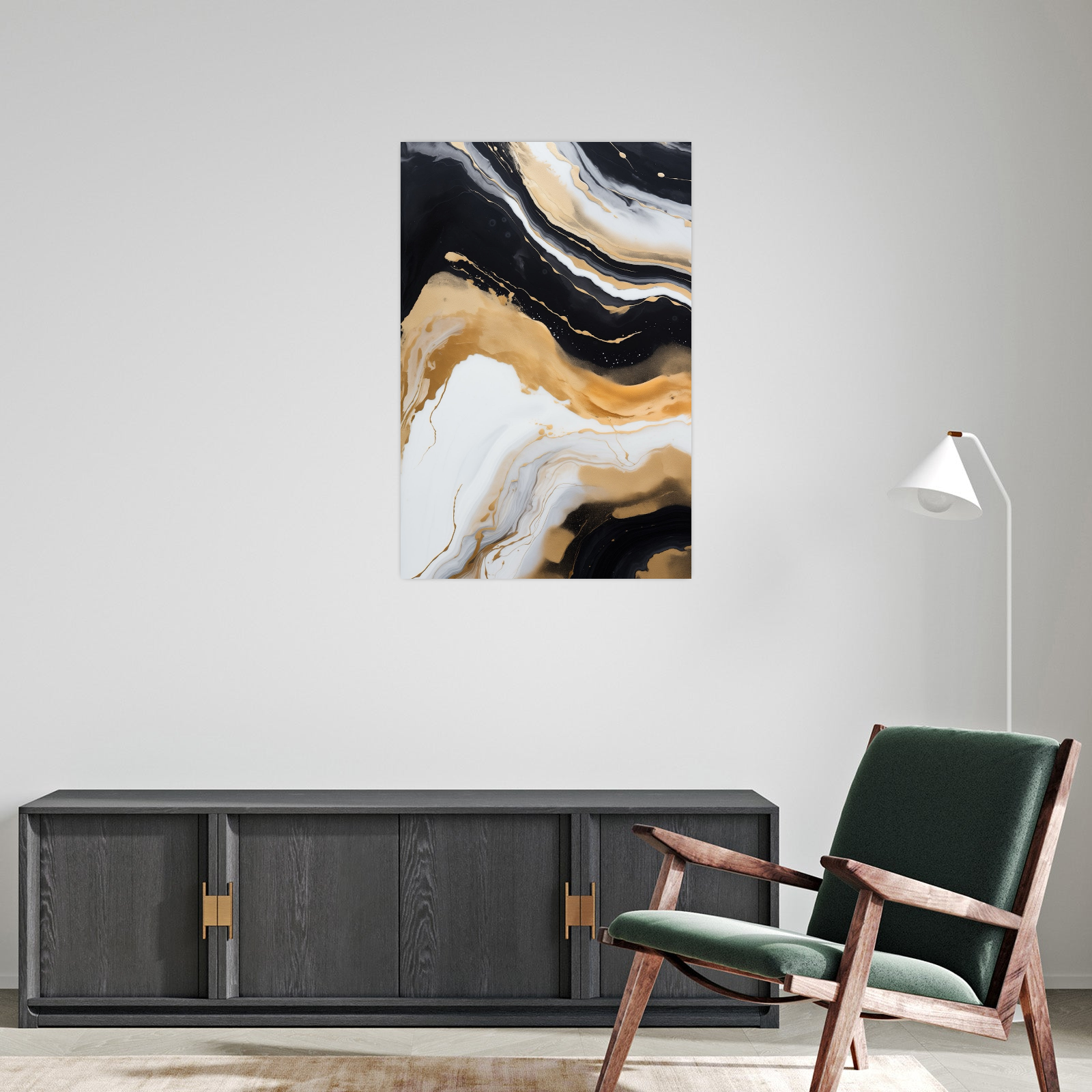 Umetnička slika Zlatni talasi 3 na platnu - NS Canvas Shop