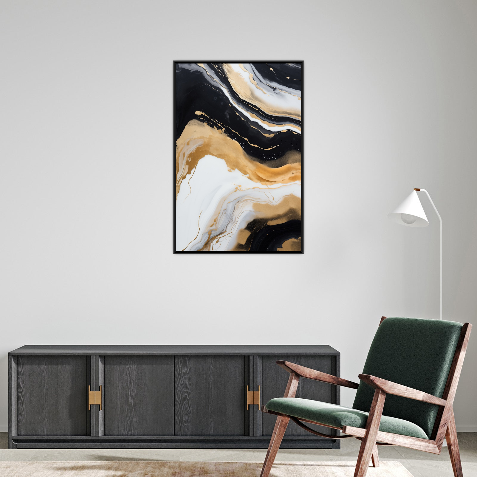 Umetnička slika Zlatni talasi 3 na platnu - NS Canvas Shop