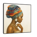 Afro elegancija – Ženski portret sa šarenim turbanom