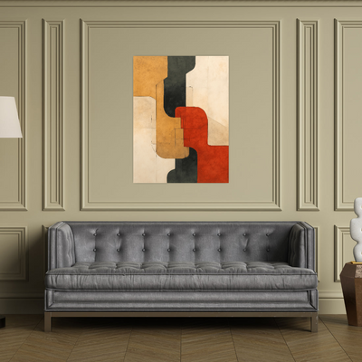 Apstraktna geometrijska slika sa crvenim tonovima II