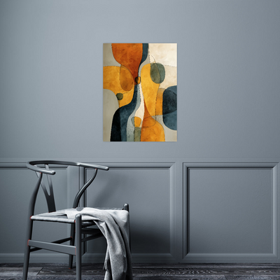 Apstraktna slika u narandžastim i plavim tonovima