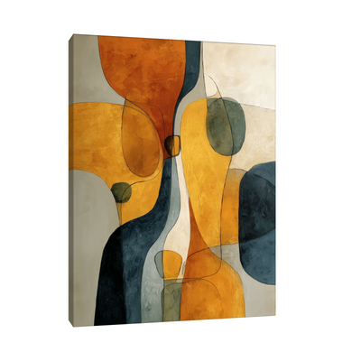 Apstraktna slika u narandžastim i plavim tonovima