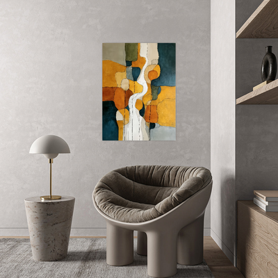 Apstraktna slika u narandžastim i plavim tonovima II