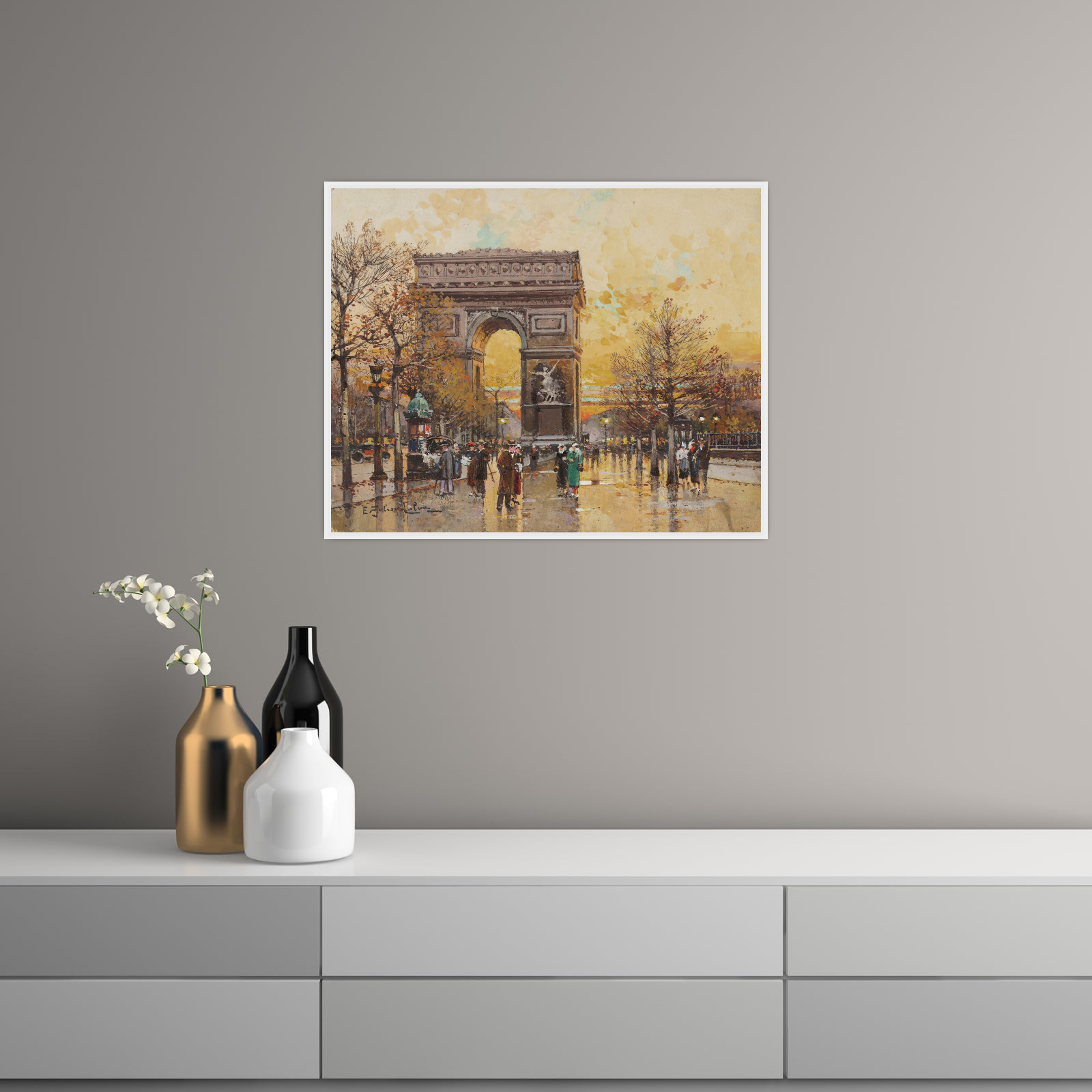 Umetnička slika ​Arc de Triomphe in the Fall, Eugène Galien-Laloue na platnu - NS Canvas Shop