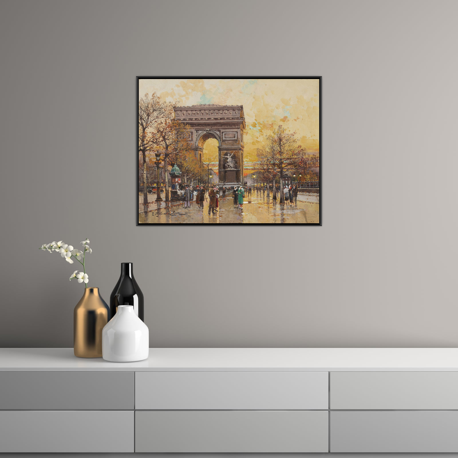 Umetnička slika ​Arc de Triomphe in the Fall, Eugène Galien-Laloue na platnu - NS Canvas Shop