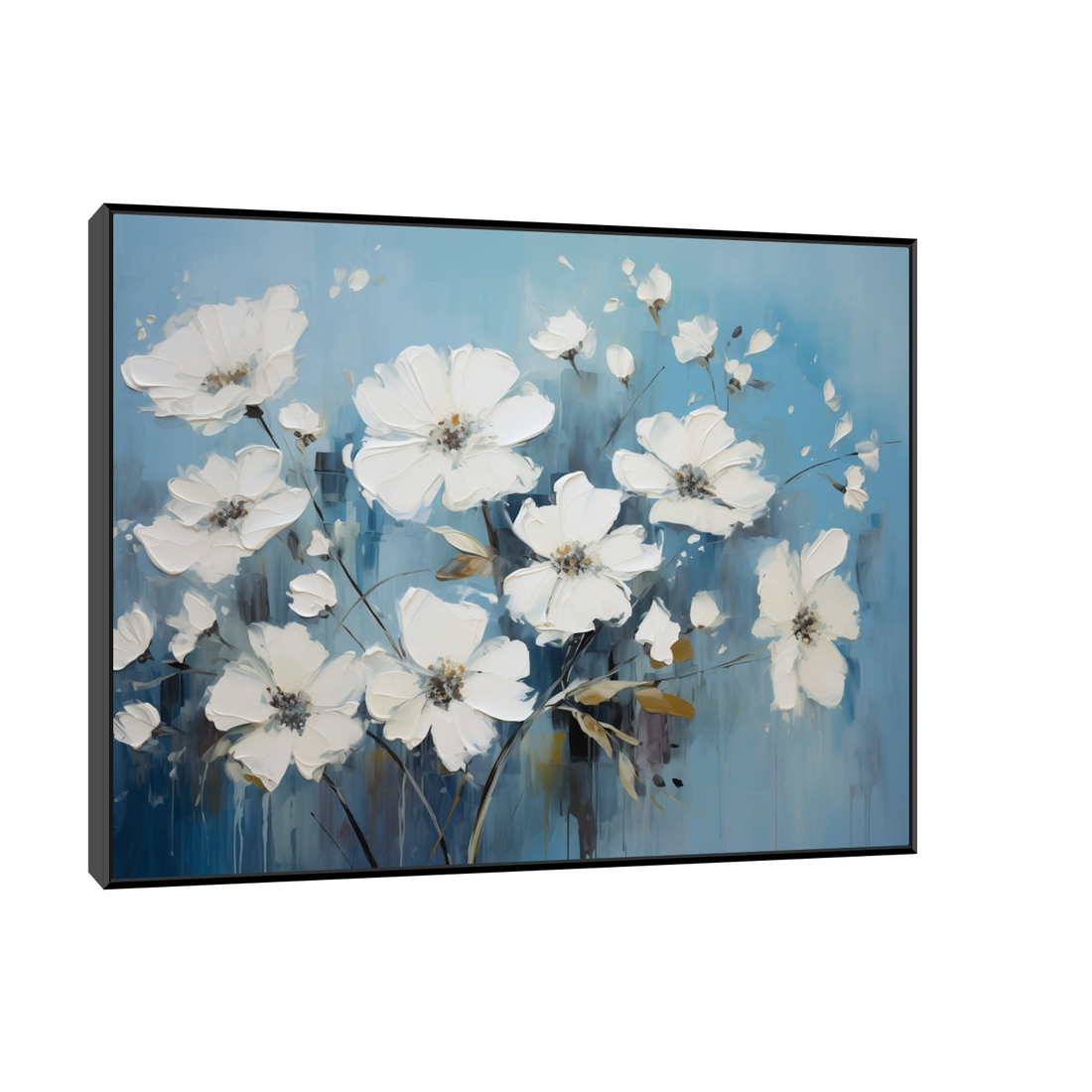 Umetnička slika ​Beli cvetovi na platnu - NS Canvas Shop