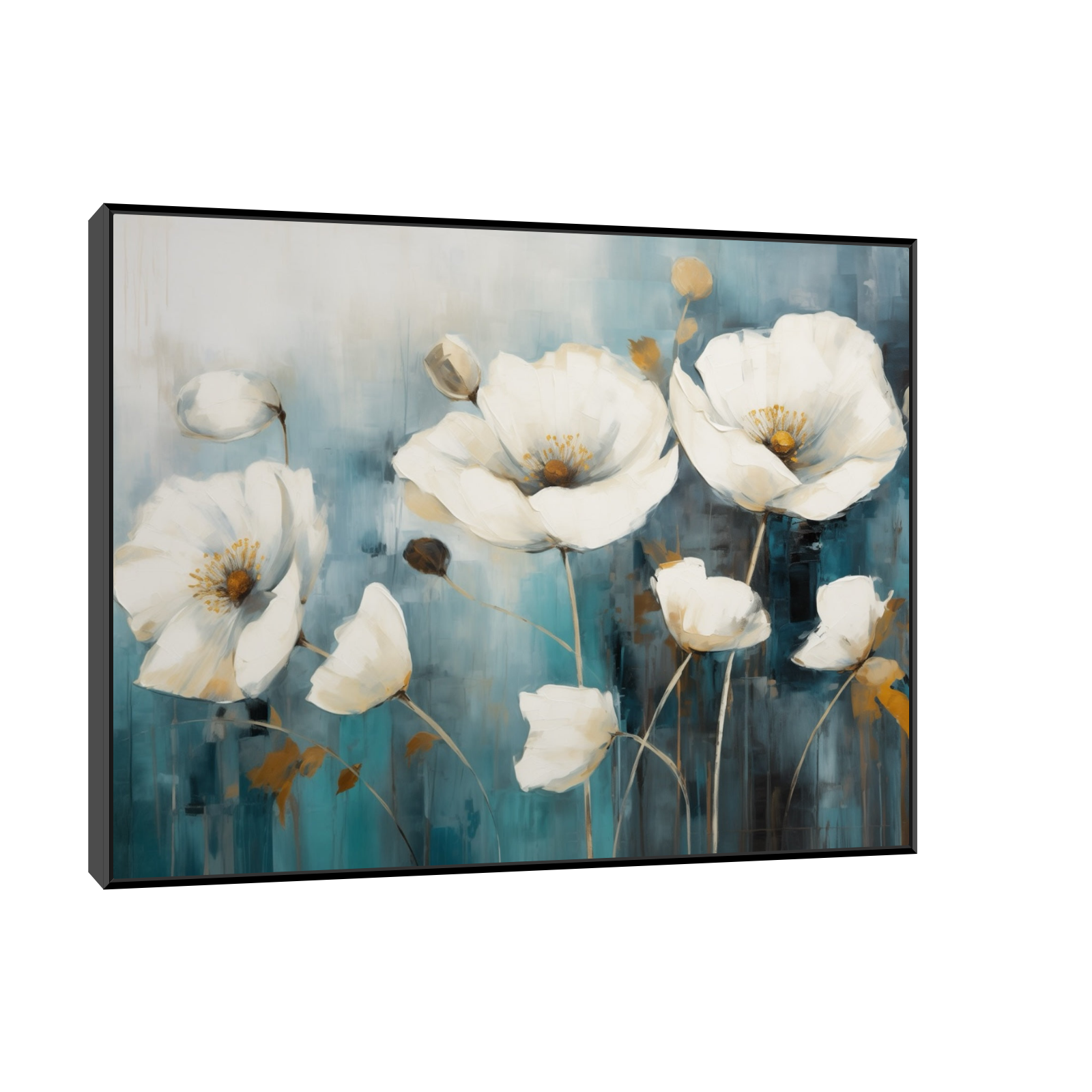Umetnička slika ​Beli cvetovi na platnu - NS Canvas Shop