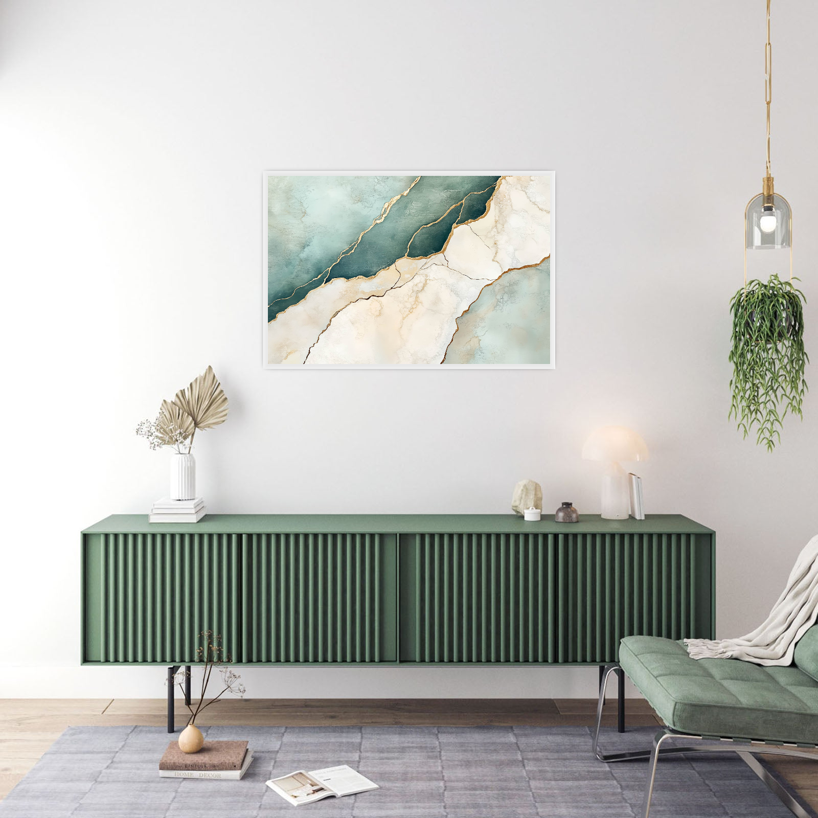 Bež i plavo zelena kompozicija