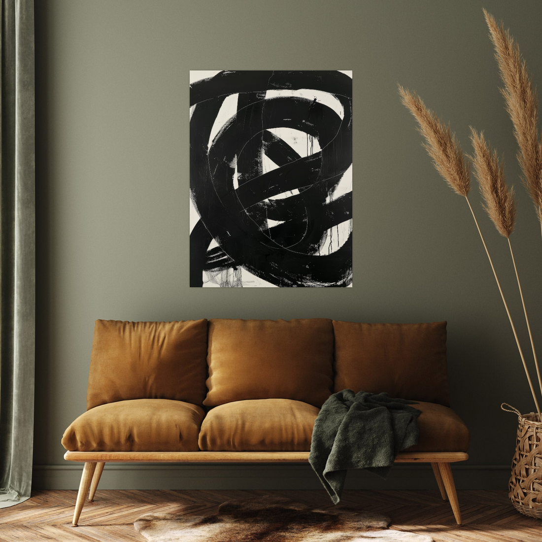 Umetnička slika ​Black brushstrokes II na platnu - NS Canvas Shop