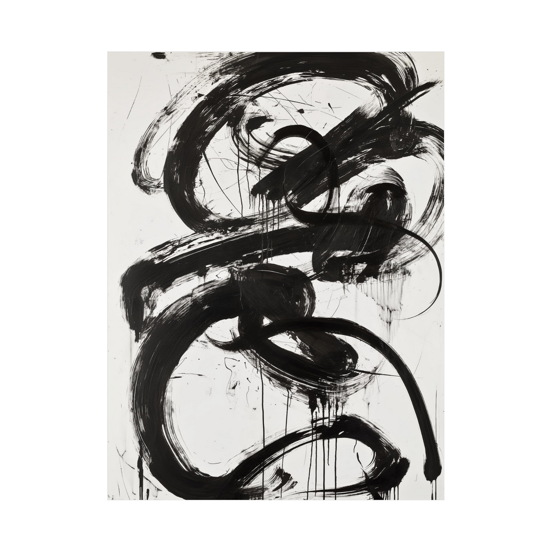 Umetnička slika ​Black brushstrokes IV na platnu - NS Canvas Shop