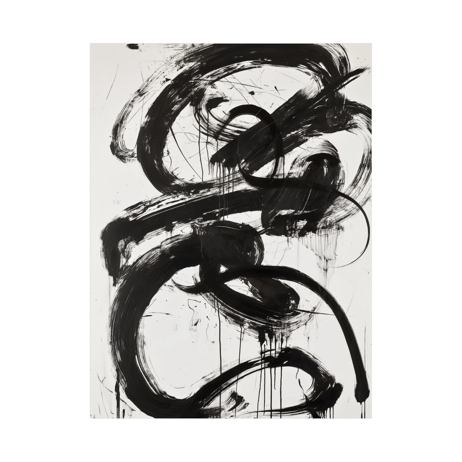 Umetnička slika ​Black brushstrokes IV na platnu - NS Canvas Shop