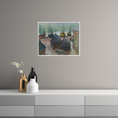 Umetnička slika ​Boats on the Beach at Étretat, Claude Monet na platnu - NS Canvas Shop