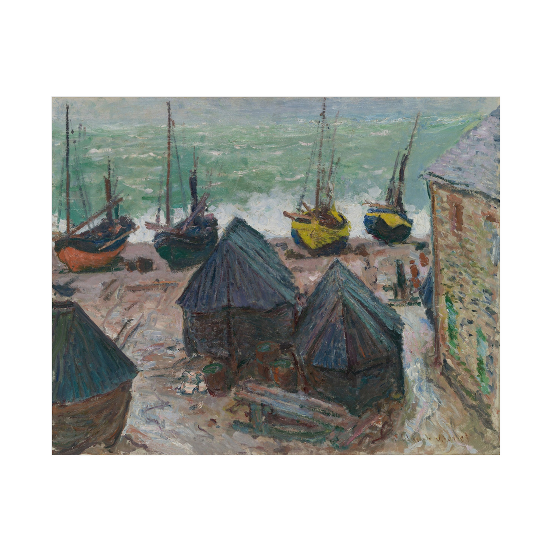 Umetnička slika ​Boats on the Beach at Étretat, Claude Monet na platnu - NS Canvas Shop