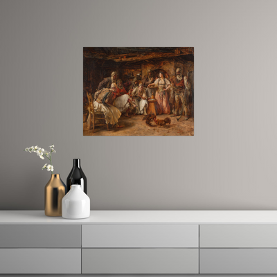 Umetnička slika ​Borba Petlova, Paja Jovanović na platnu - NS Canvas Shop