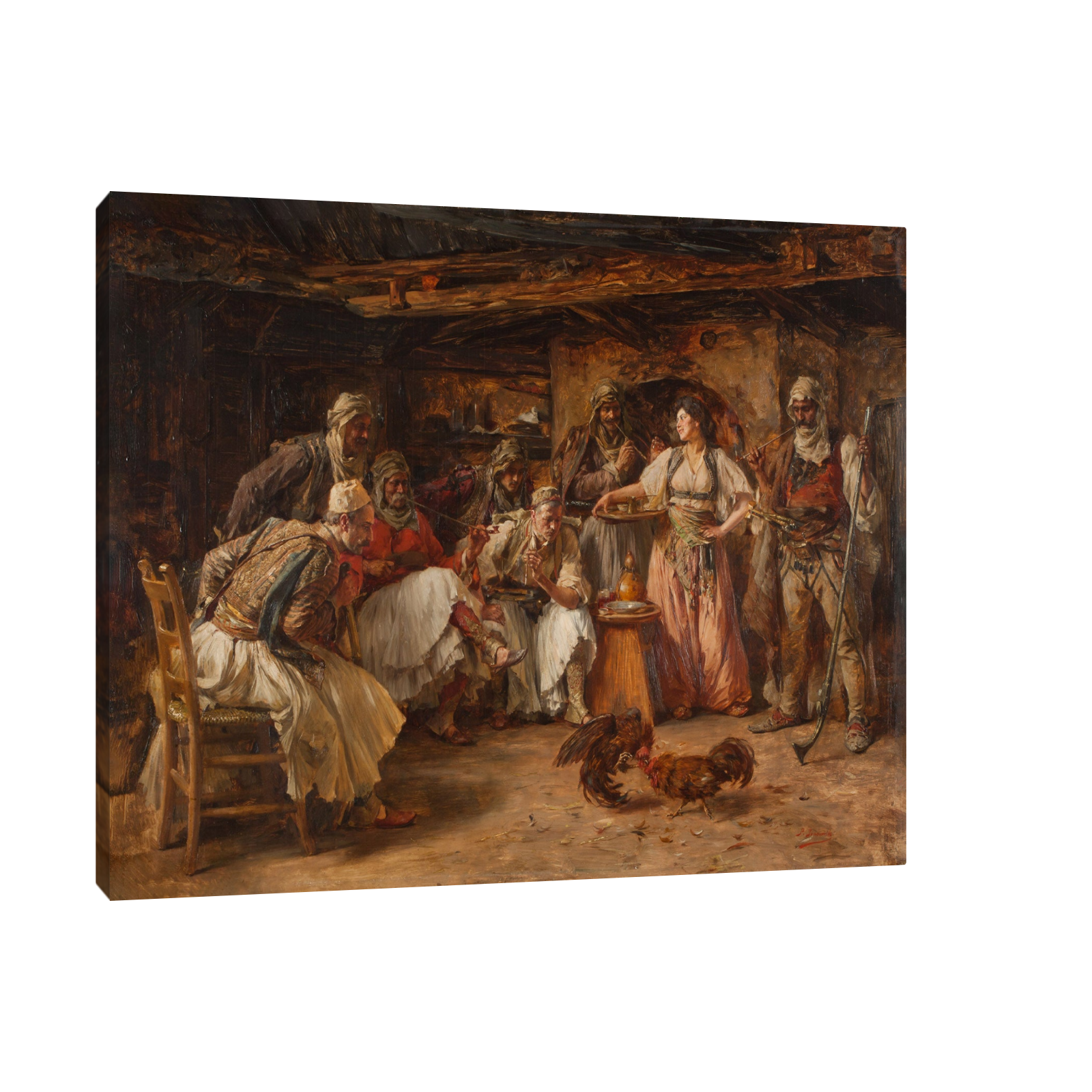 Umetnička slika ​Borba Petlova, Paja Jovanović na platnu - NS Canvas Shop