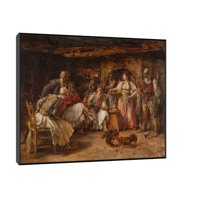 Umetnička slika ​Borba Petlova, Paja Jovanović na platnu - NS Canvas Shop