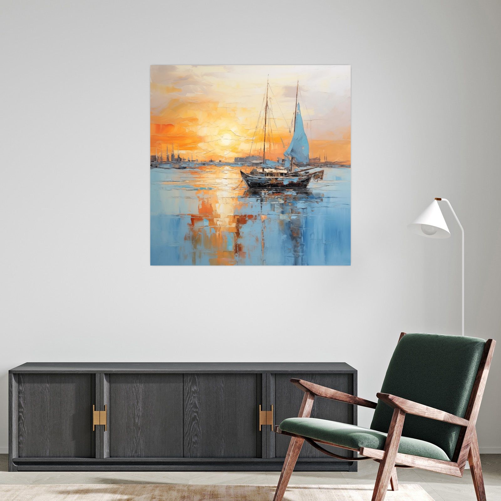 Umetnička slika ​Brod u zalasku na platnu - NS Canvas Shop