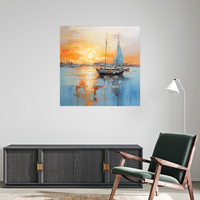 Umetnička slika ​Brod u zalasku na platnu - NS Canvas Shop