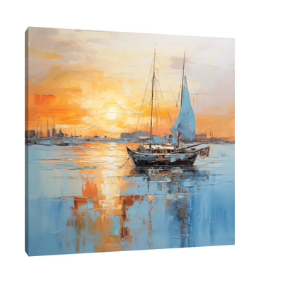 Umetnička slika ​Brod u zalasku na platnu - NS Canvas Shop