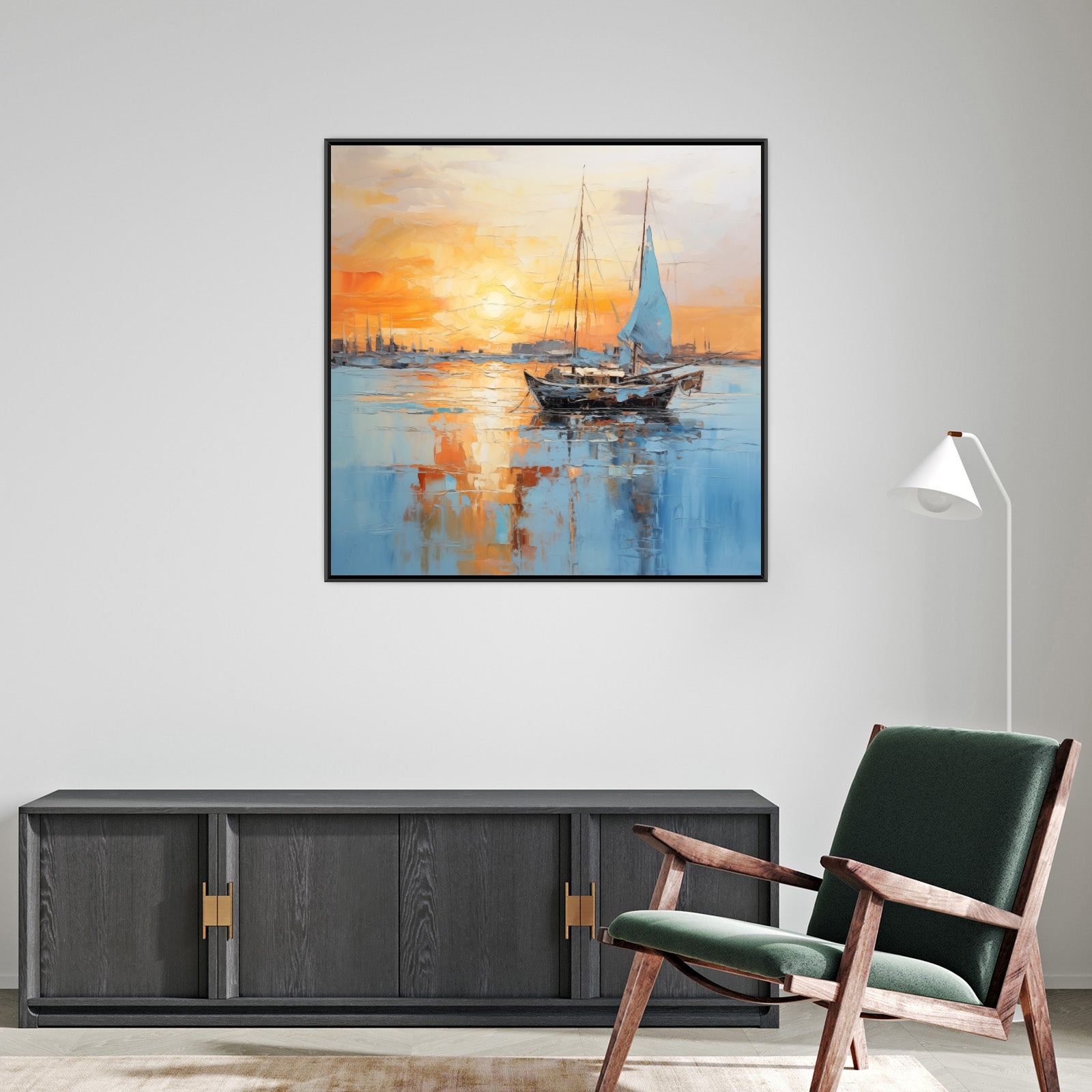 Umetnička slika ​Brod u zalasku na platnu - NS Canvas Shop