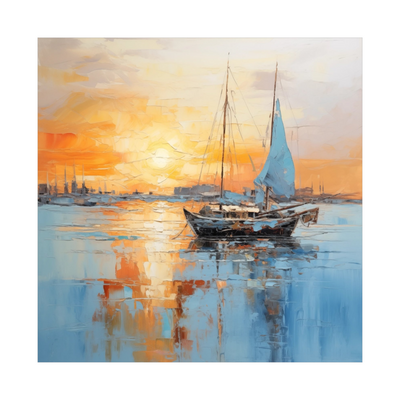 Umetnička slika ​Brod u zalasku na platnu - NS Canvas Shop