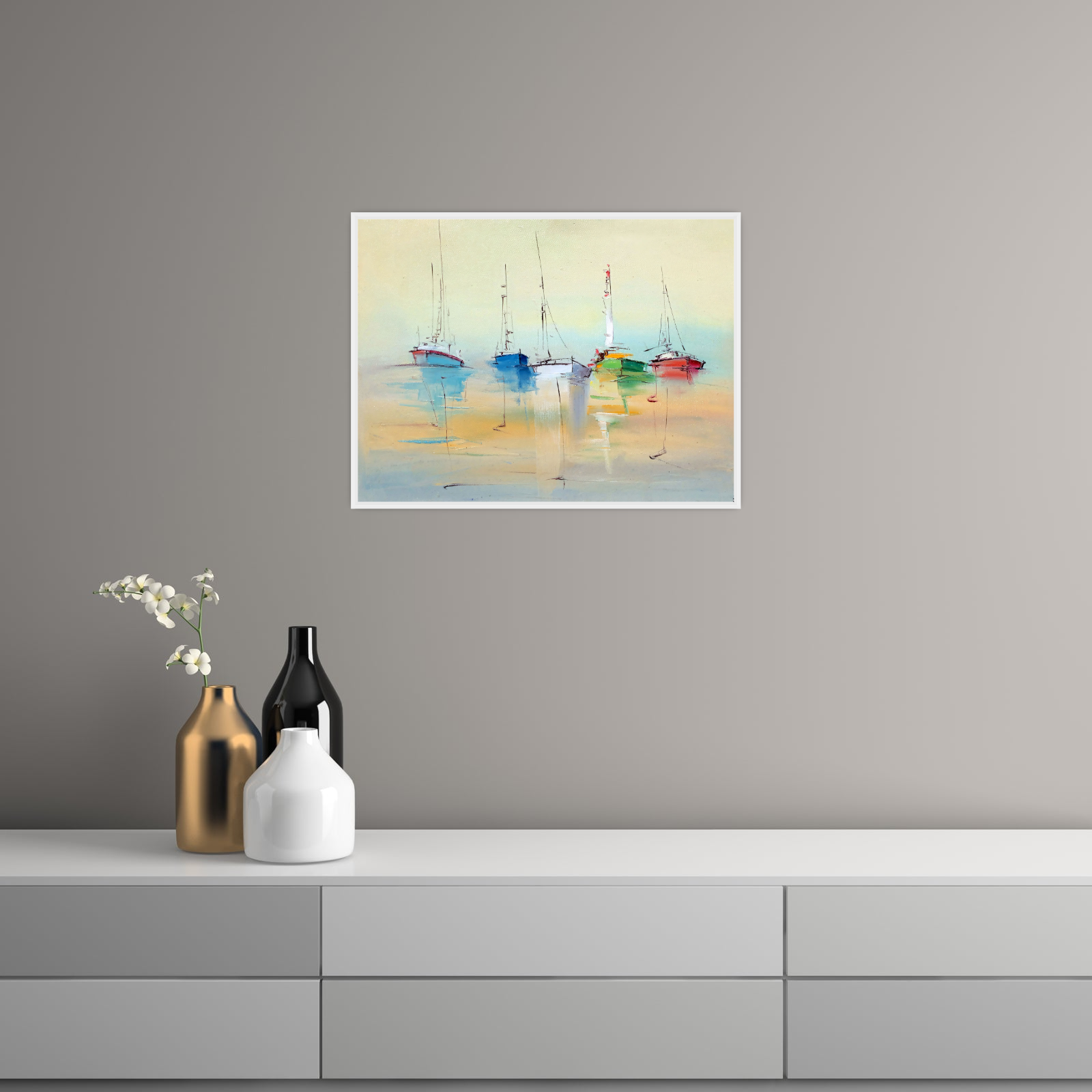 Umetnička slika ​Brodovi u luci na platnu - NS Canvas Shop