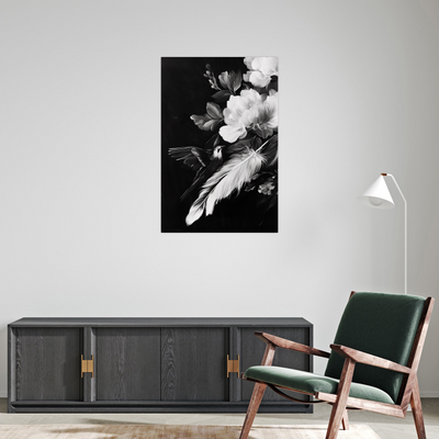 Umetnička slika ​Crno belo cveće na platnu - NS Canvas Shop