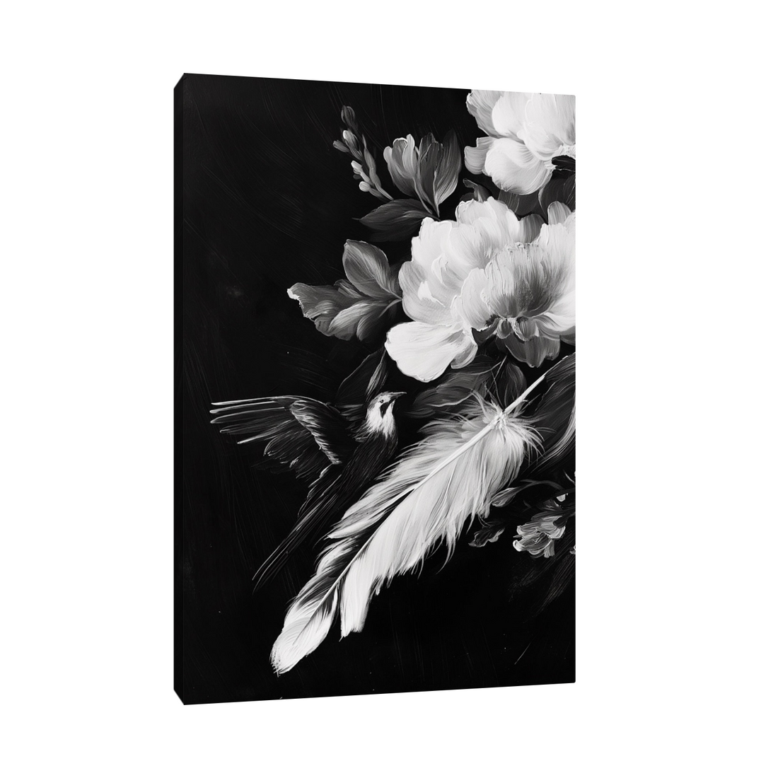Umetnička slika ​Crno belo cveće na platnu - NS Canvas Shop