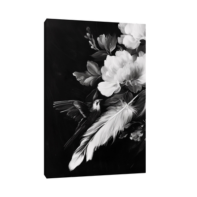 Umetnička slika ​Crno belo cveće na platnu - NS Canvas Shop