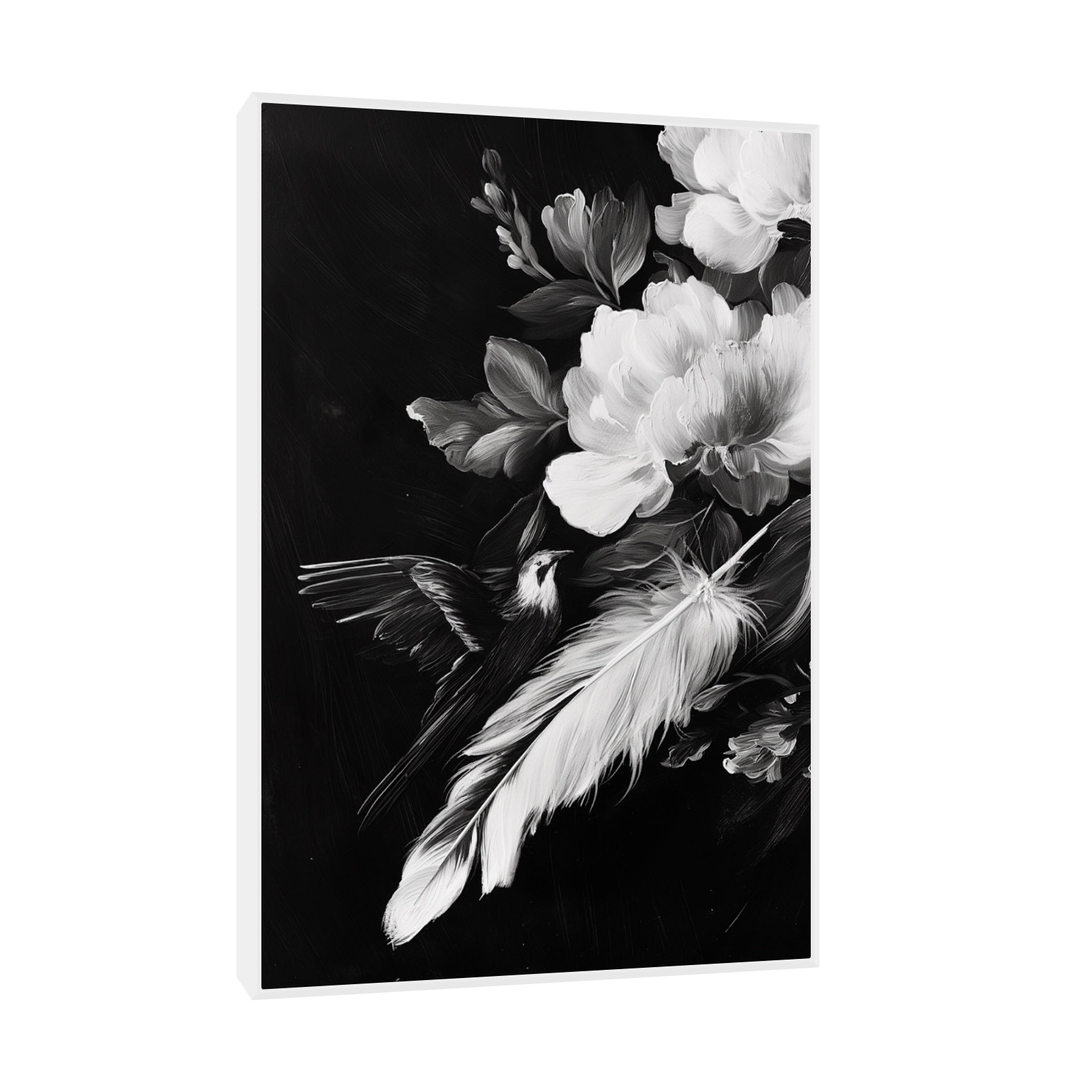Umetnička slika ​Crno belo cveće na platnu - NS Canvas Shop