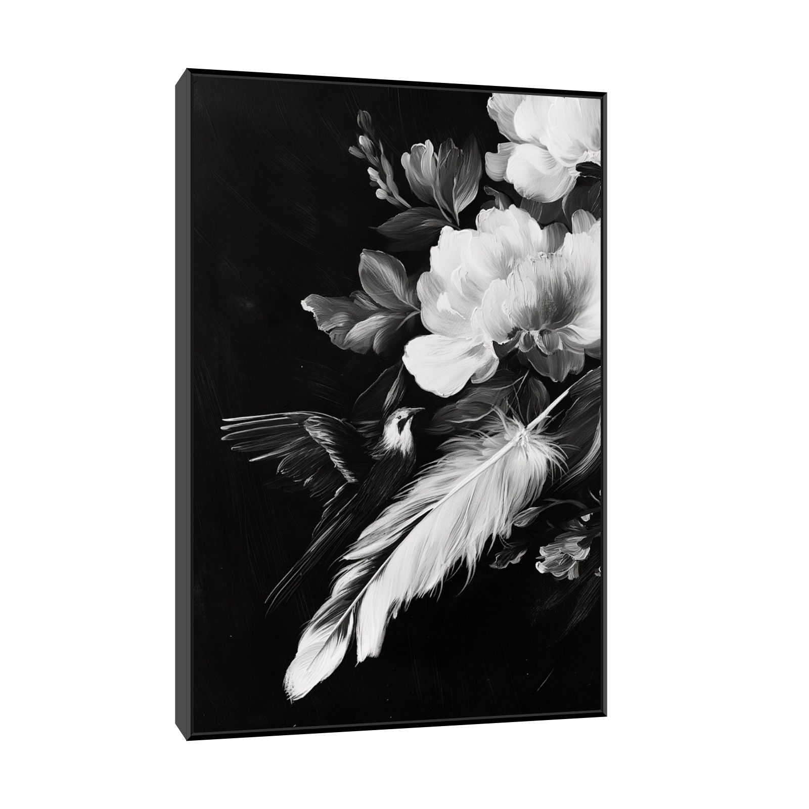 Umetnička slika ​Crno belo cveće na platnu - NS Canvas Shop