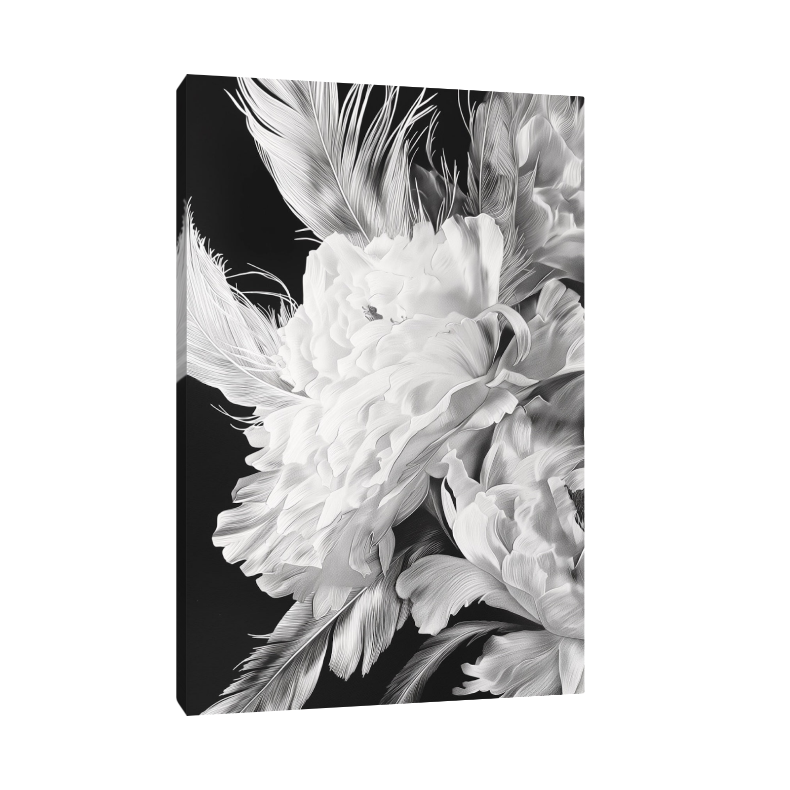 Umetnička slika ​Crno belo cveće 2 na platnu - NS Canvas Shop