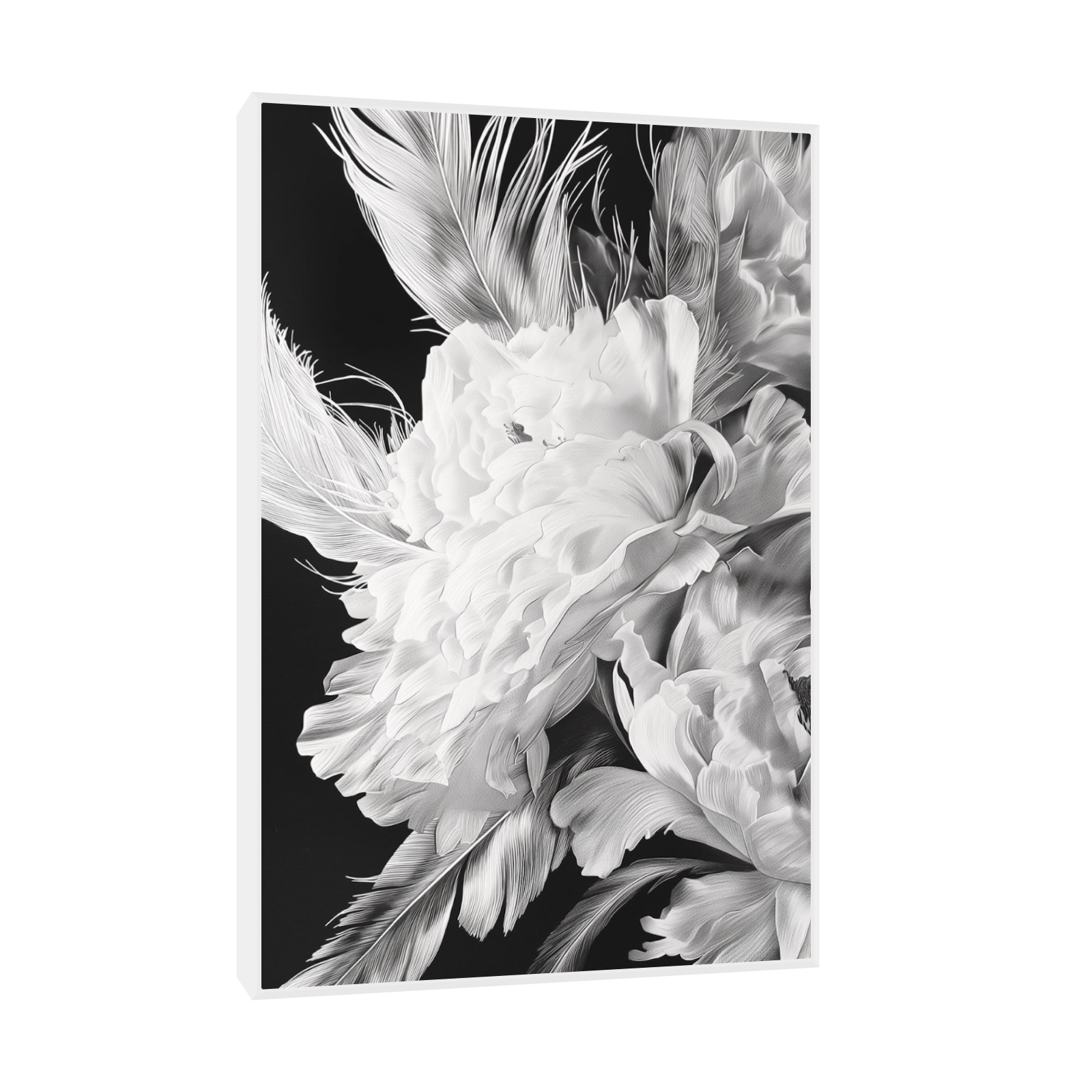 Umetnička slika ​Crno belo cveće 2 na platnu - NS Canvas Shop