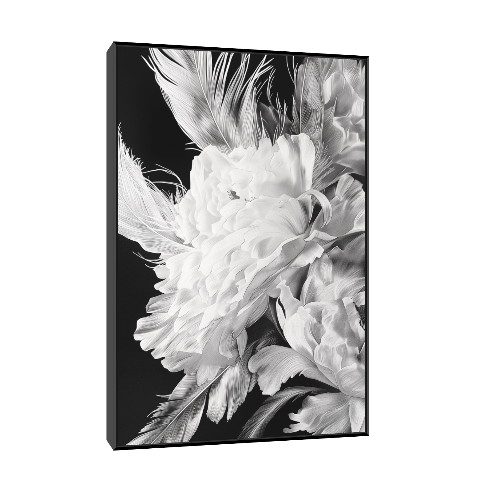 Umetnička slika ​Crno belo cveće 2 na platnu - NS Canvas Shop
