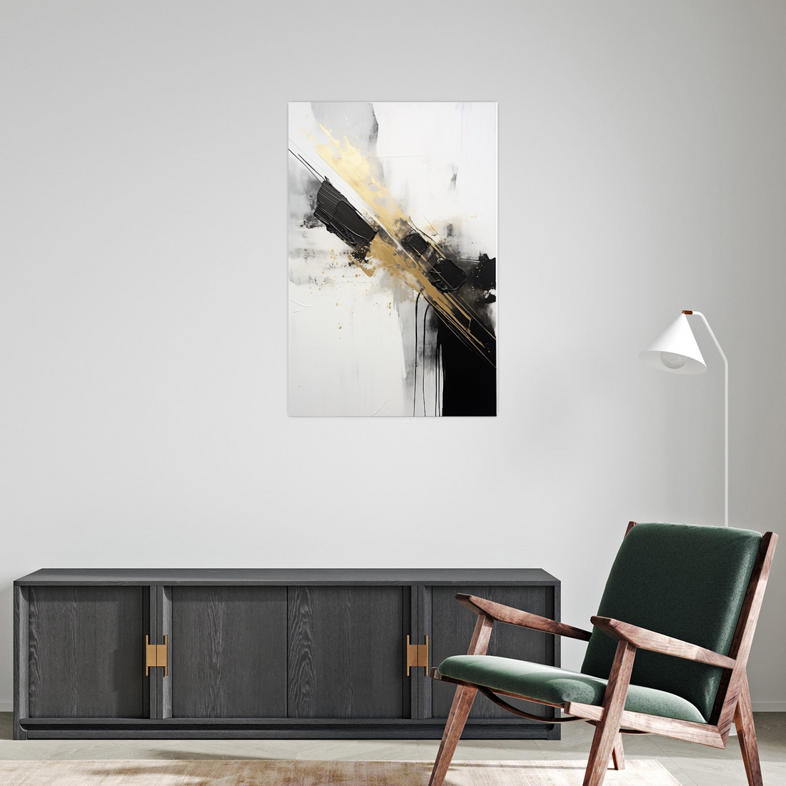 Umetnička slika ​Crno i zlatno na platnu - NS Canvas Shop